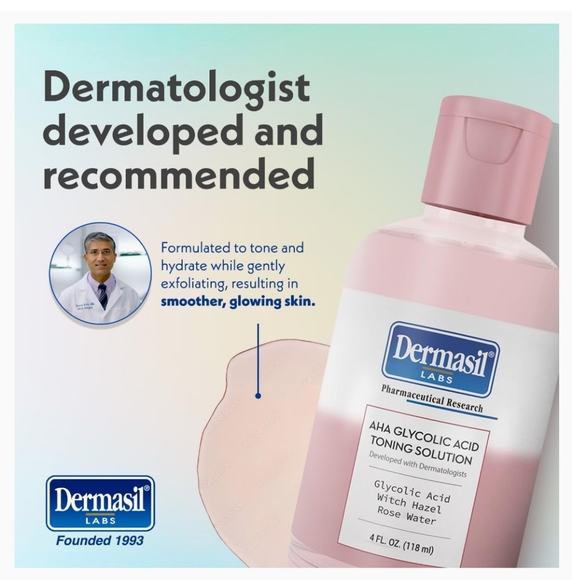 Dermasil Labs Glycolic Acid Toning Solution With Witch Hazel & Rose Water - Picture 9 of 11